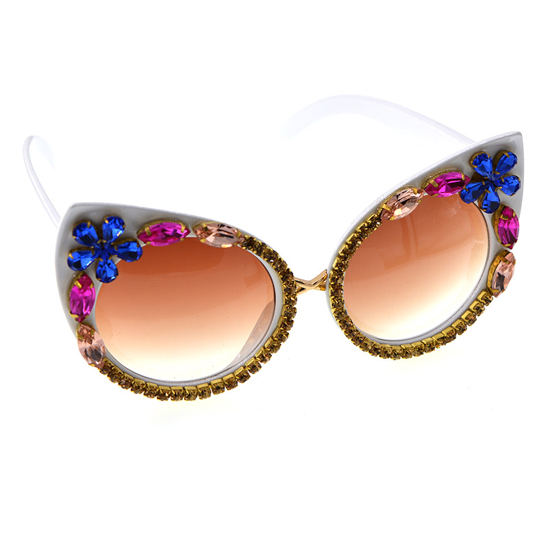 new fashion simple  large frame retro cat eye diamond sunglasses female tide  sunglasses sunscreen shade glasses nihaojewelry wholesalepicture3