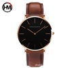 Japanese black nylon golden quartz waterproof watch suitable for men and women for beloved, simple and elegant design, pink gold, wholesale