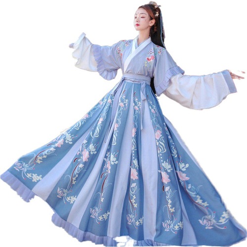 Hanfu female adult traditional ancient Chaoxian Jin embroidery cross collar half arm heavy work waist Ru skirt