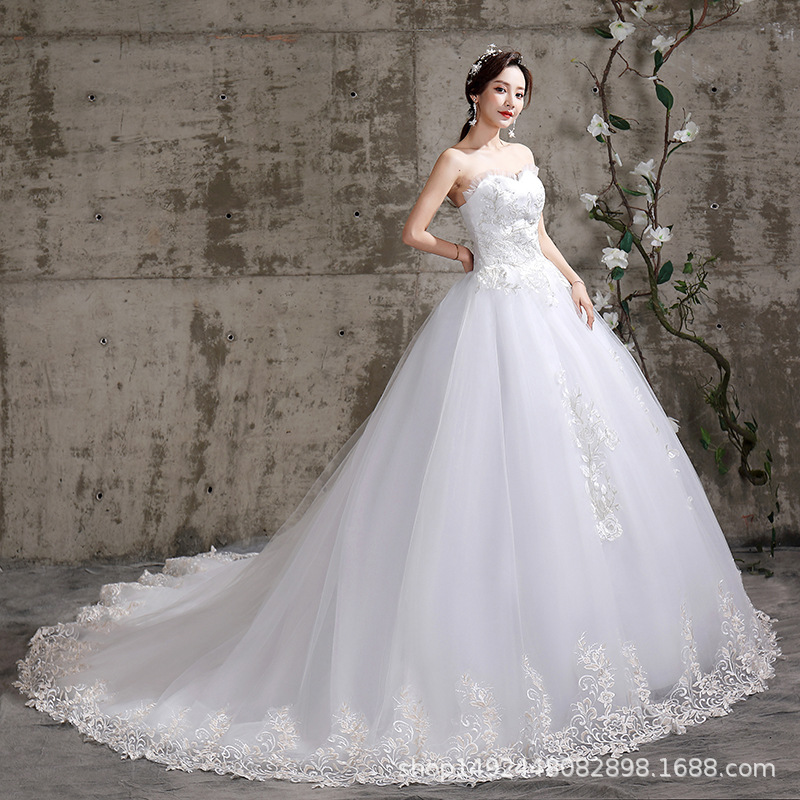 Suzhou Tiger Hill Wedding Dress 2025 New Model Bride Wedding Gown with Train, Slim Fit, Strapless Wedding Dress, Slimming Plus Size
