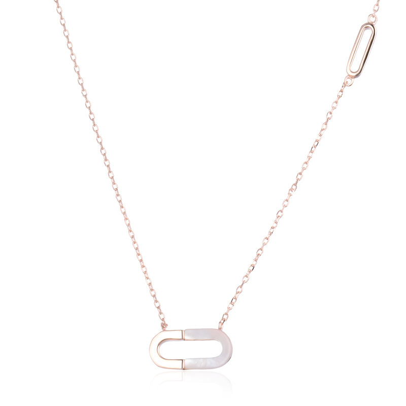 Japonés y coreano s925 colgante de concha de plata elegante de las mujeres dulce letra en forma de O collar de moda todo juego de joyería al por mayor