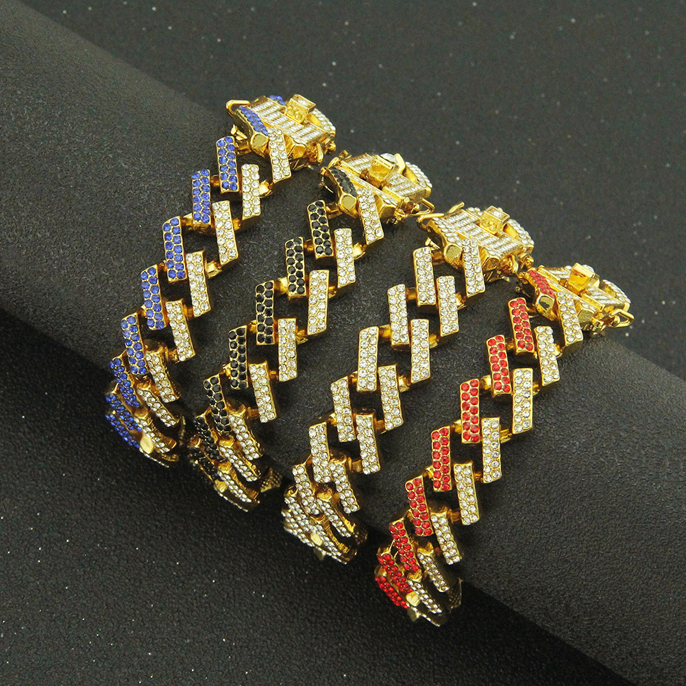 European And American Hip-hop Cuban Chain Full Diamond Bracelet display picture 7