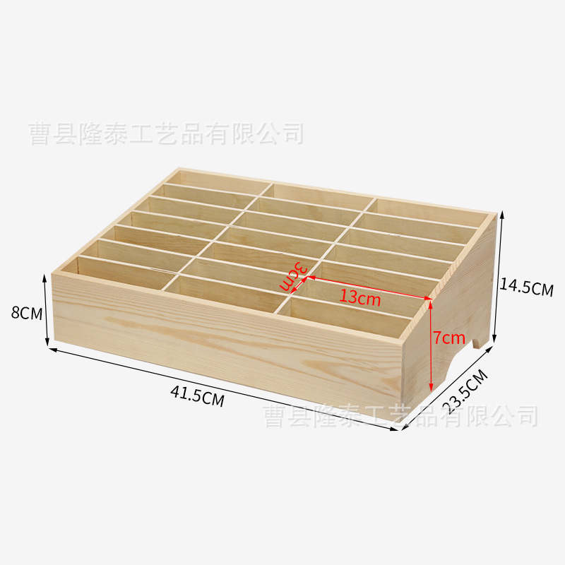 En stock caja de gestión de almacenamiento de teléfono móvil escritorio madera maciza retro multi-rejilla película templada caja de almacenamiento Oficina Conferencia rack de almacenamiento