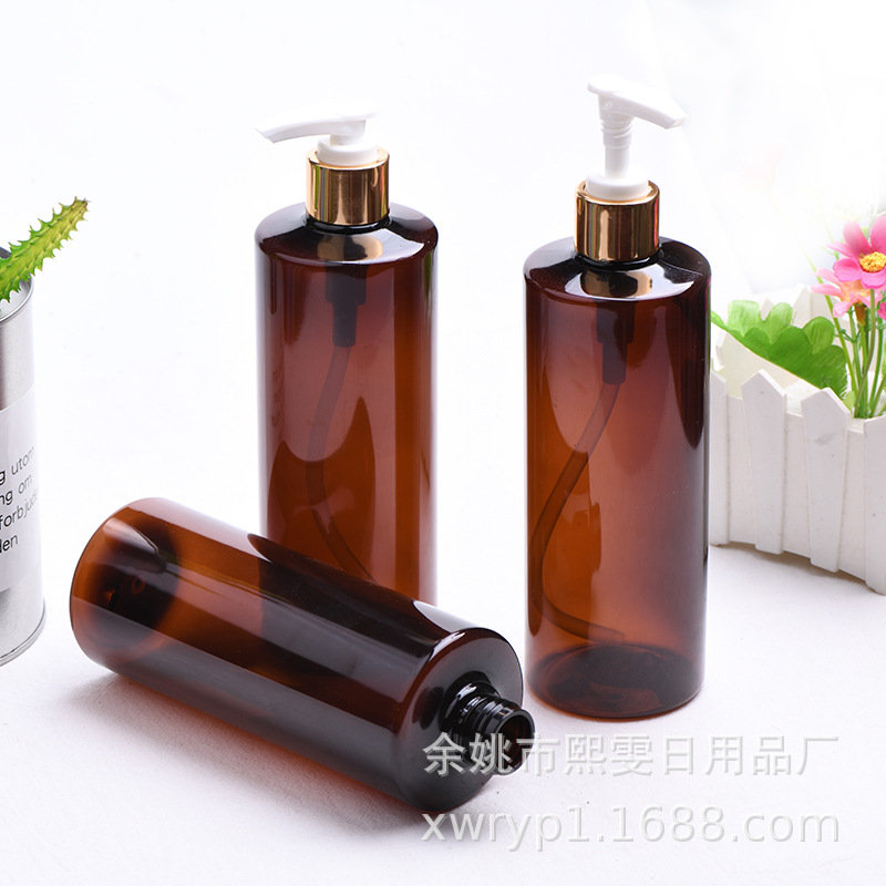 400ml毫升平棕配L08电化铝泵头乳液泵按压泵开关泵沐浴露洗发水瓶