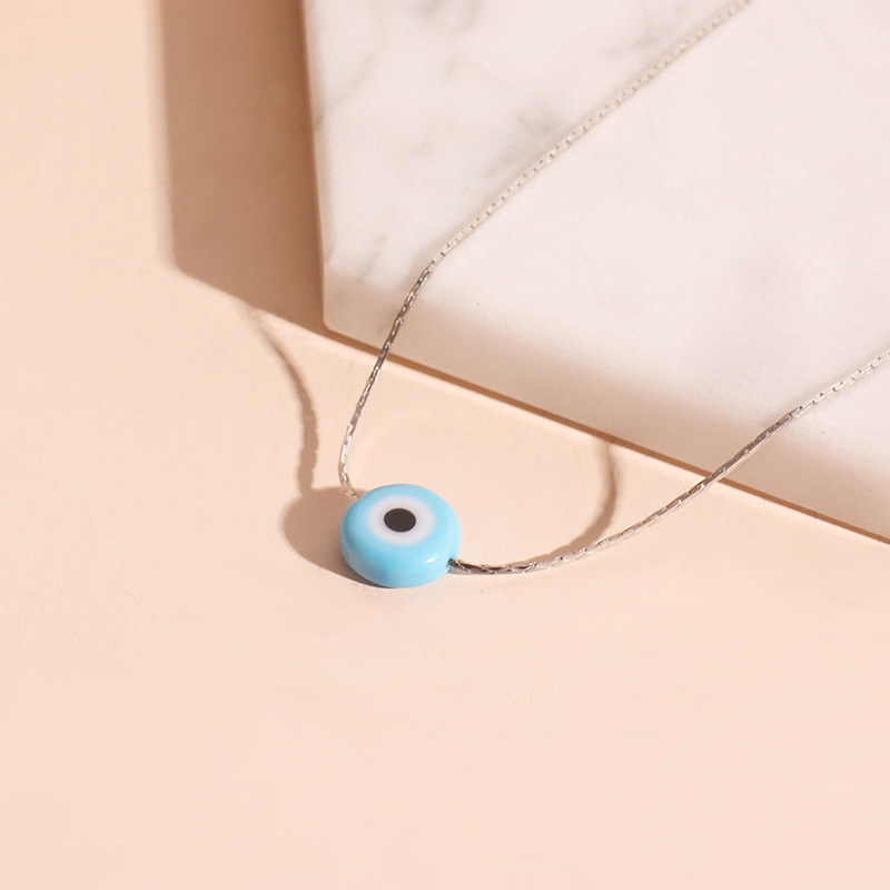 3g Weight Necklace Classification Wedding, Travel Occasion Women'S Gender Ethnic Style Style White, Blue Color New Products Devil's Eye Pendant Necklace Simple Fashion Eye Clavicle Chain Middle East Jewelry Wholesale Nihaojewelry 2