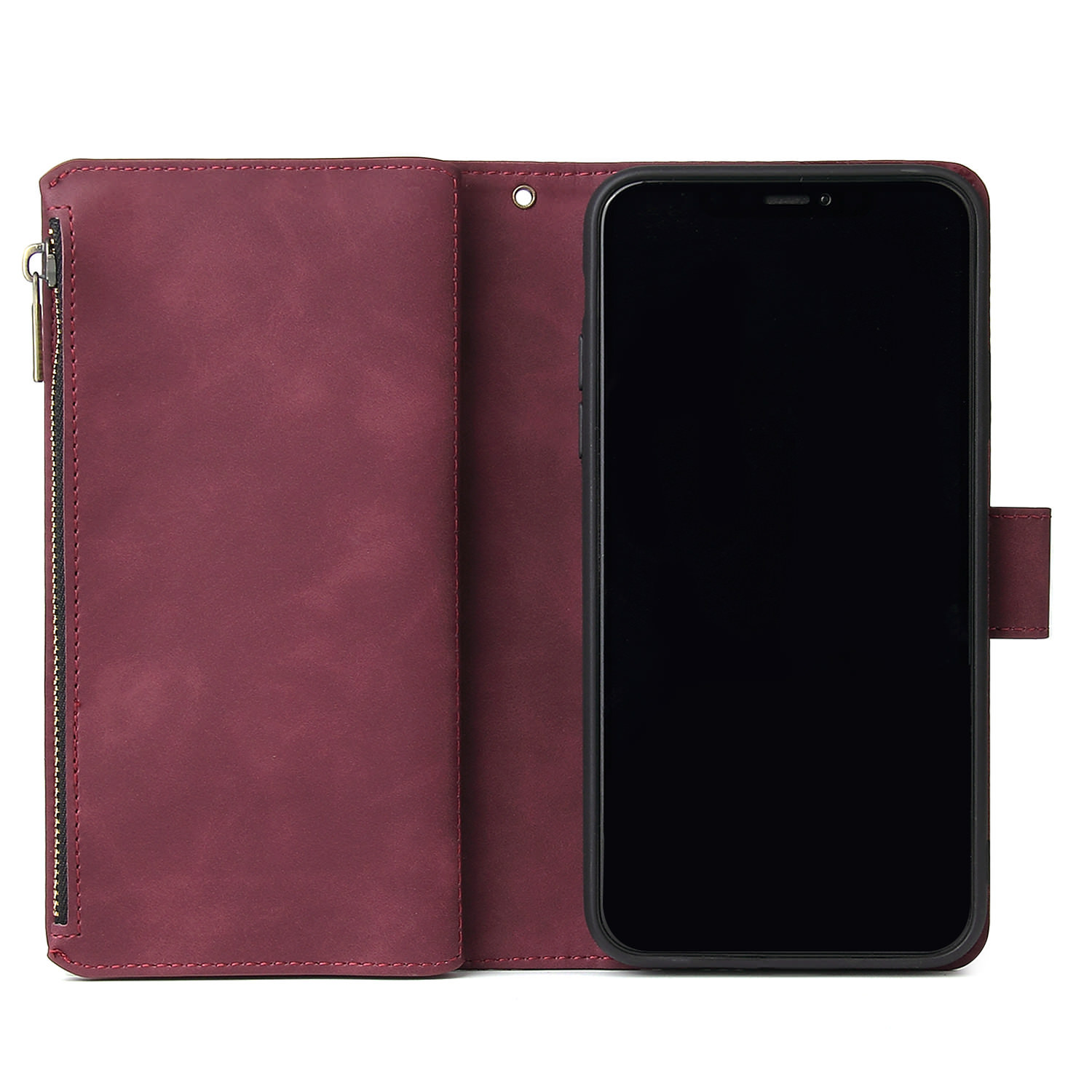 Suitable For IPhone 12 Zipper Phone 17 Pro Max Stand Multi-Card Wallet Leather Case XS_voghion.com