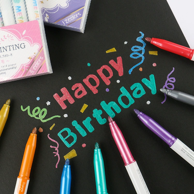 Guangna 580 цветная металлическая ручка DIY фотоальбом Mark Металлическая черная карточная ручка Ремесленная ручка для подписи 12 цветов трансграничная