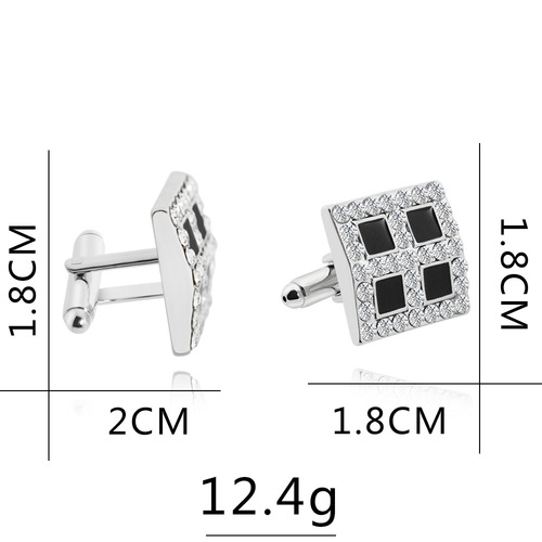 Elegant European and American Men's Cufflinks, Square Diamond Cufflinks, Stylish French Cufflinks, Fashion Accessories for Shirts
