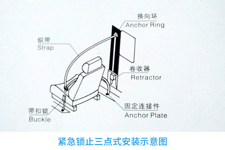 Three-Point Locking Car Seat Belt for Buses, Vans, Trucks, and Coaches, Driver and Passenger Seat Belt
