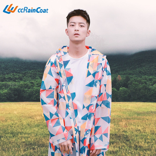 Mr. Rain 356 new thickened adult raincoat cycling travel outdoor hiking raincoat one-piece printed eva rain gear