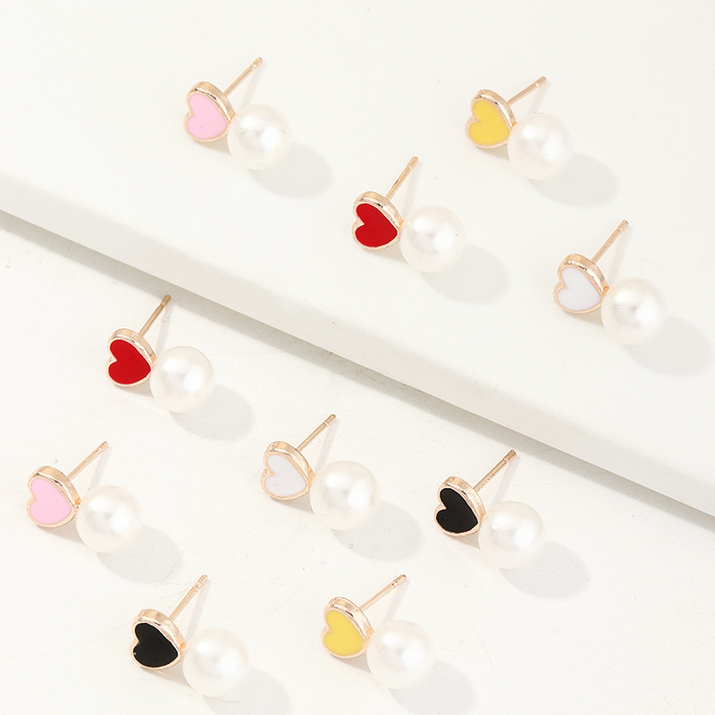 Korean Color-preserving Oil Drop Cartoon Cute Pearl Earlobe Earrings Wholesale display picture 3
