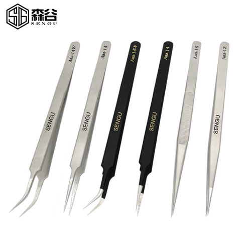 Factory direct sales precision stainless steel pointed elbow lengthened and thickened 16cm tweezers mobile phone tools electronic components removal