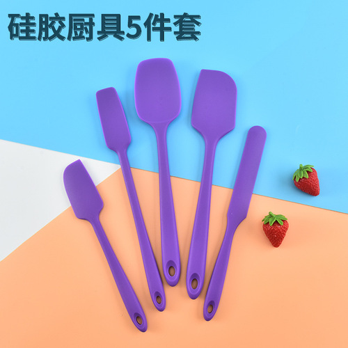 批发彩色硅胶刮刀 蛋糕奶油刮刀厨房烘培工具硅胶厨具5件套