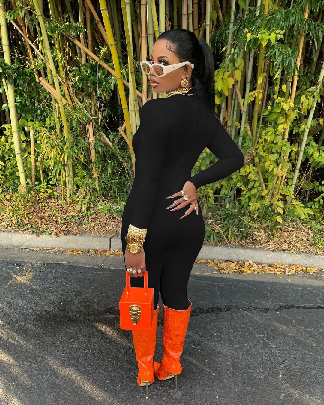 Women Autumn Winter Casual Sexy Solid Color Jumpsuit