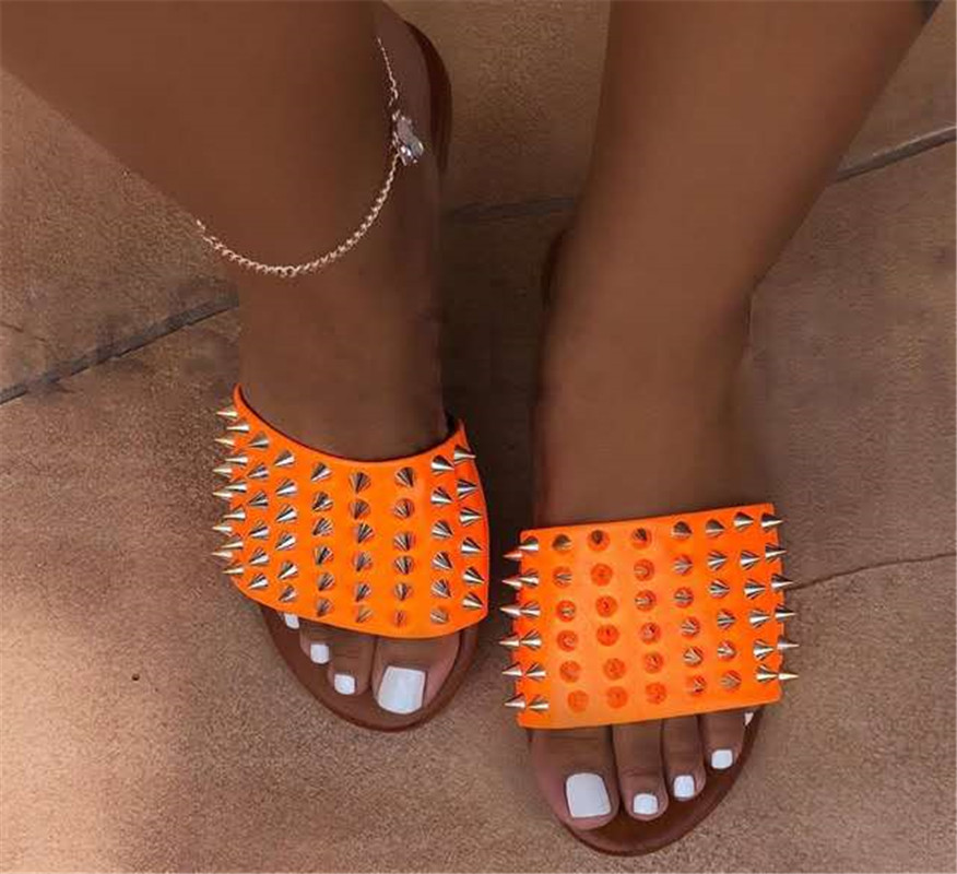 solid color Nail decor flat bottom slippers NSYBJ124581