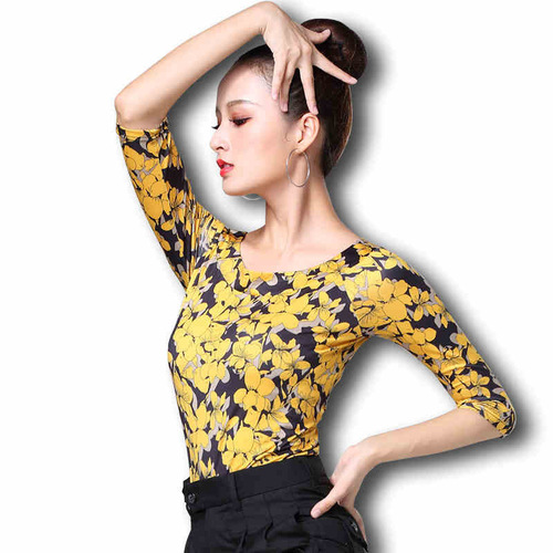 Latin clothing women's tops summer new dance practice clothes short modern dance dance clothes ballroom dance tops