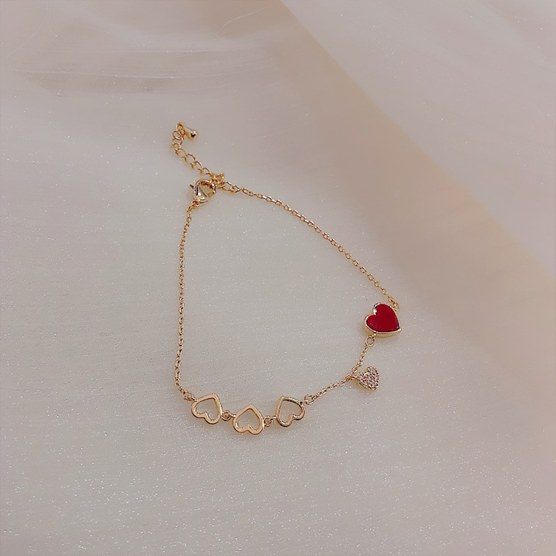 Korean new red peach heart simple  bracelet wholesalepicture4