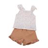 Sleeveless two-piece summer style dot suspender + shorts for kids