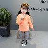 Demi-season solid sleeves, cute set, trousers, 2021 collection, western style, Korean style, children's clothing