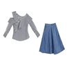 Two piece denim A-line skirt