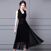 Two piece black suspender Dress Vest Set