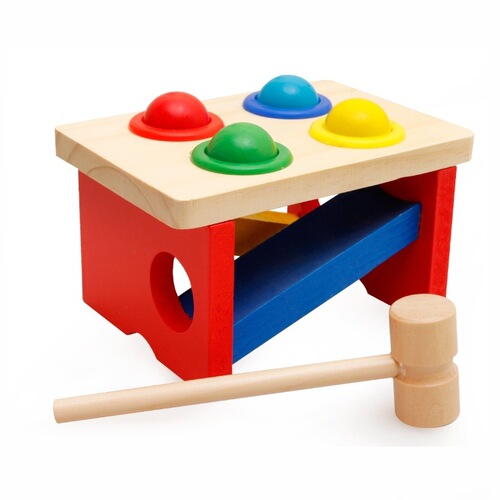 Children's educational baby early education wooden knocking table color matching toy manufacturer fun parent-child