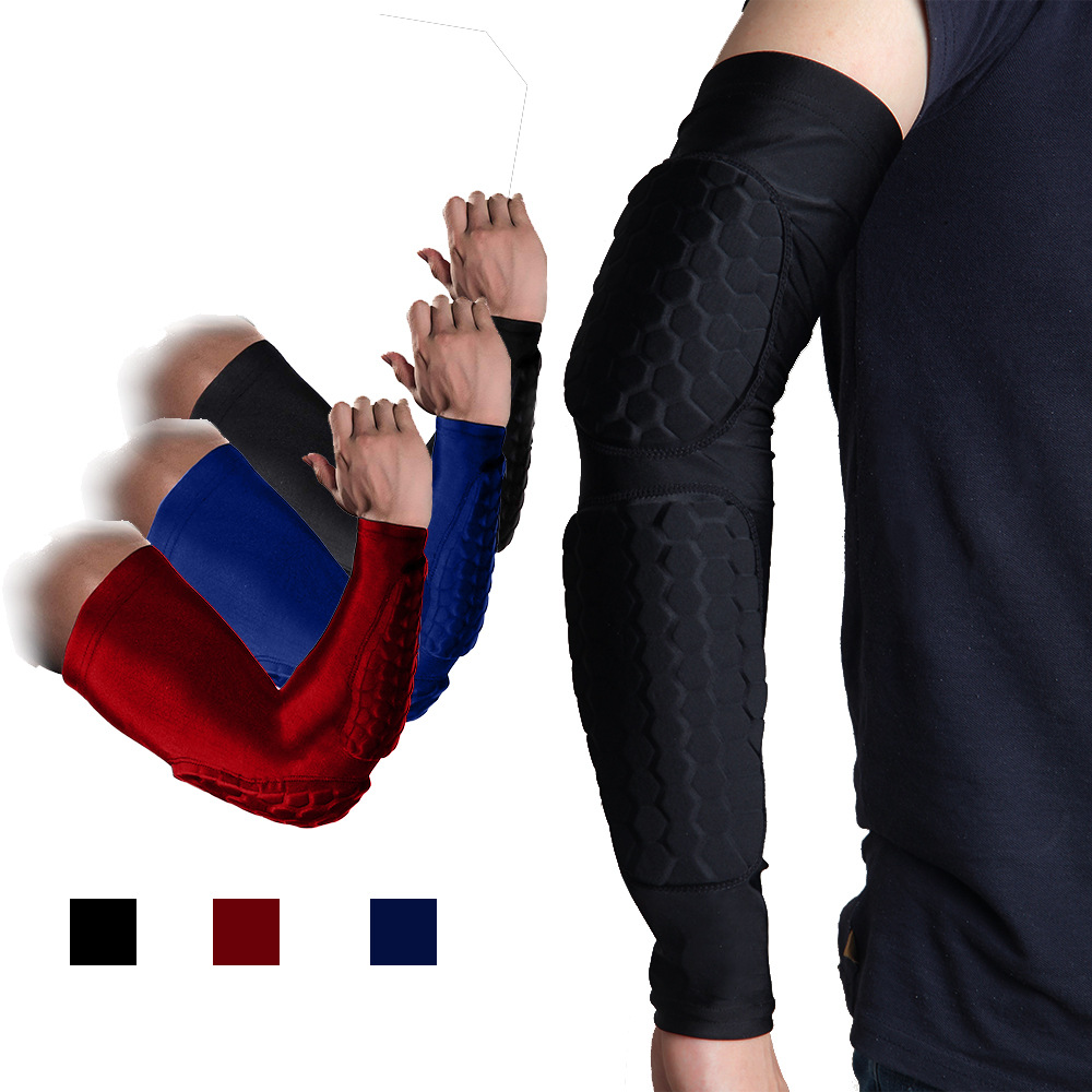 篮球足球防摔护肘蜂窝防撞护肘护具弹力莱卡防晒对抗袖套护具批发