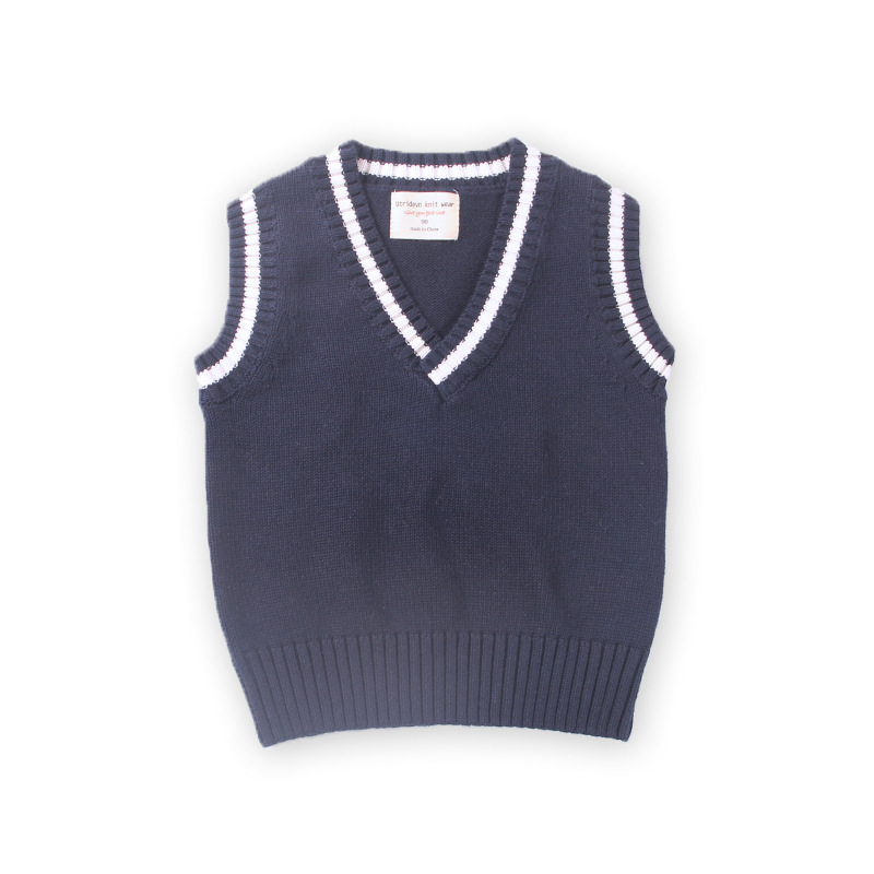 Estilo británico europeo y americano kindergarten uniforme escolar de los niños Chaleco de punto Chaleco de primavera y otoño suéter de las niñas al por mayor