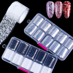 Cross-border source nail art star paper ins black and white lace tropical fruit laser snowflake nail star paper nail