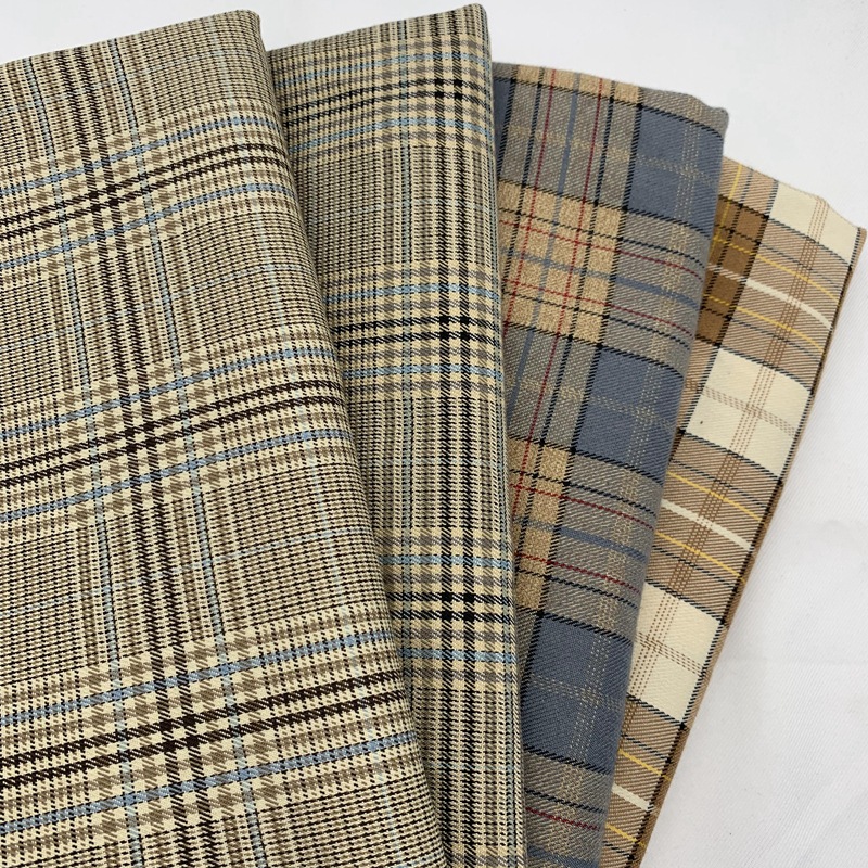 厂家供应 色织TR弹力格子布 西装风衣外套套装裤子格子布料