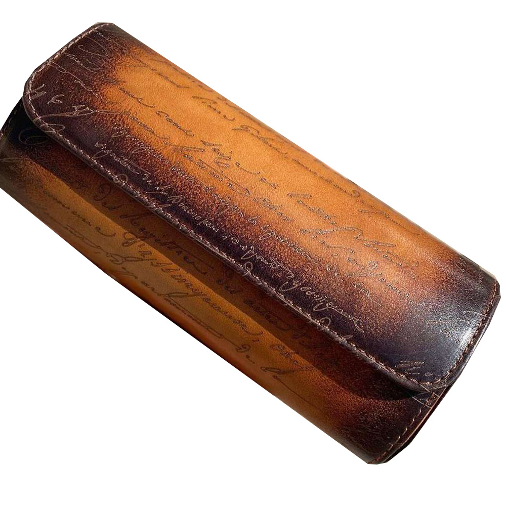 复古真皮3位手表手镯旅行盒 擦色头层牛皮珠宝卷盒表盒饰品展示盒