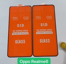 适用OPPO Realme 6 钢化膜 手机屏幕保护膜 丝印二强全胶丝印贴膜