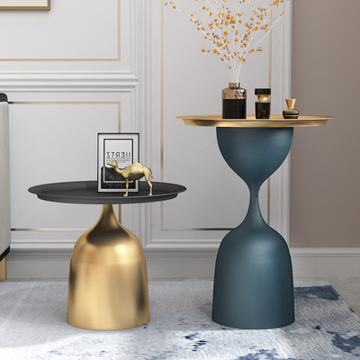 北欧轻奢客厅圆形小茶几 沙发小边几角几 卧室接待室民宿创意家具