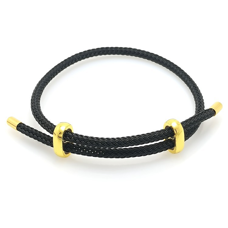 El comercio exterior de la joyería de moda simple 8-Word posicionamiento pulsera de cuerda de alambre 3mm ajustable 3D oro duro con cuentas par cuerda de la mano