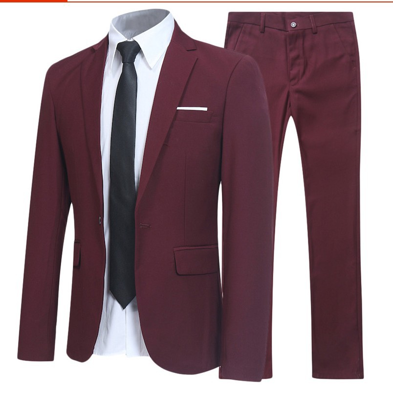 Foreign trade fast selling Amazon popular suit two piece men's Korean slim suit men's suit