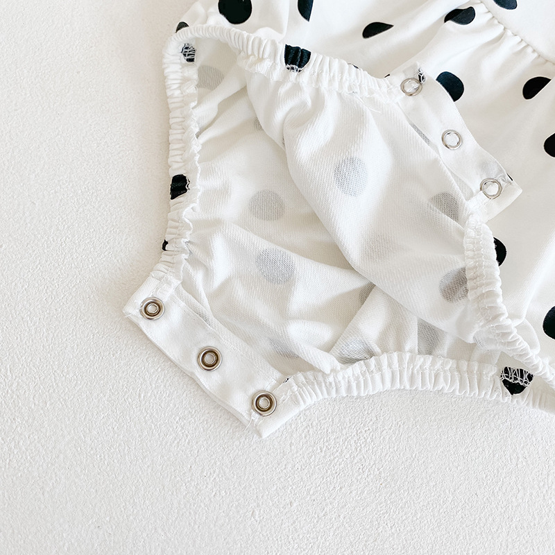 Ins2024 Spring Autumn Baby and Children's jumpsuit, women's baby polka dot long sleeved cotton triangle hoodie, crawling_voghion.com