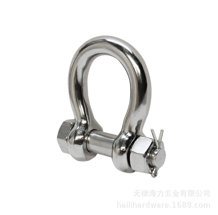 不锈钢索具配件船舶五金起重配件美式弓形保险卸扣链条快装