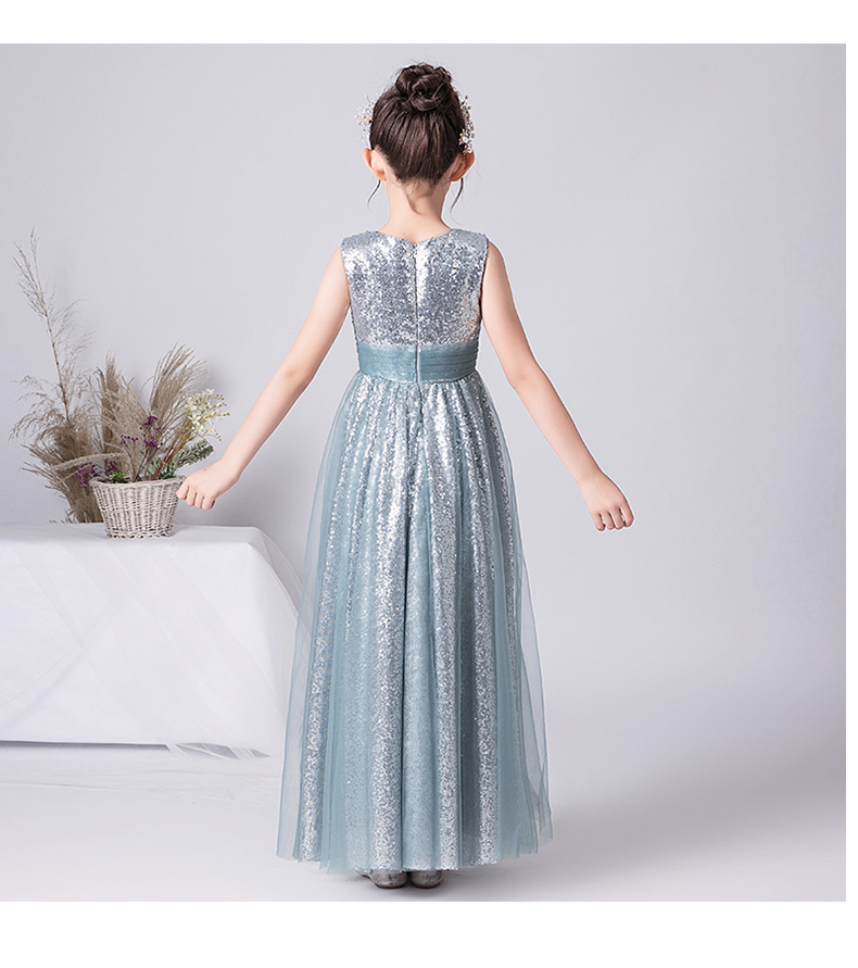 Prinzessin Kleid Für Mädchen In Silbergrau Für Auftritte_voghion.com
