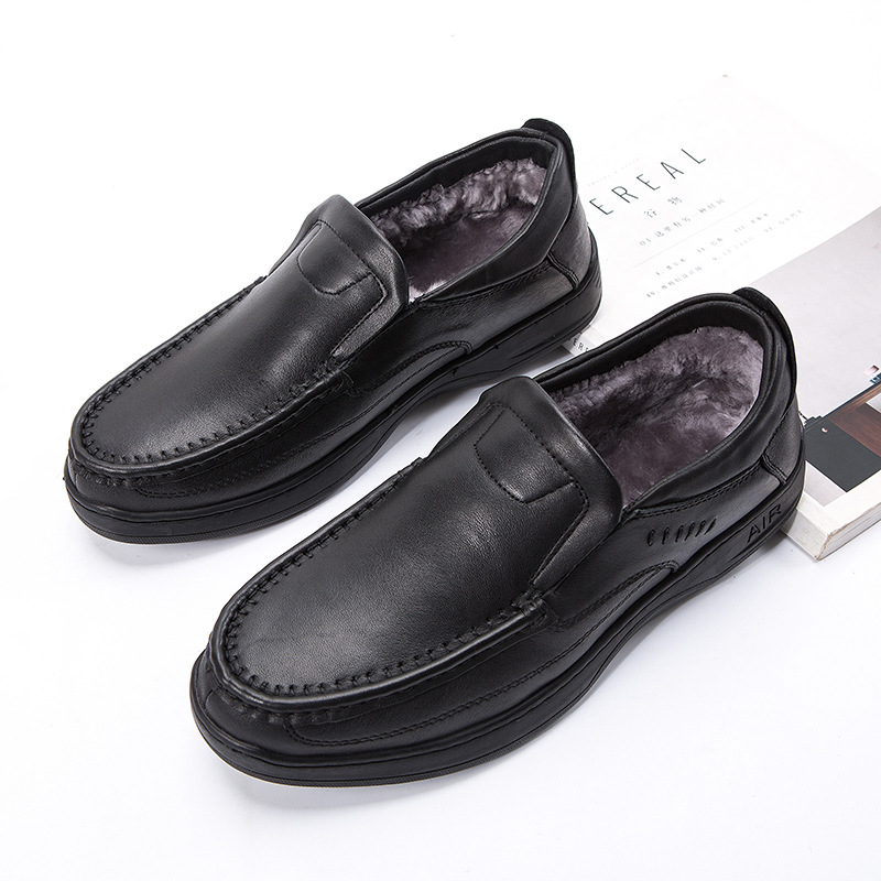 Men's Formal Shoes Leather Warm Wool Fur Lined Winter Footwear_voghion.com
