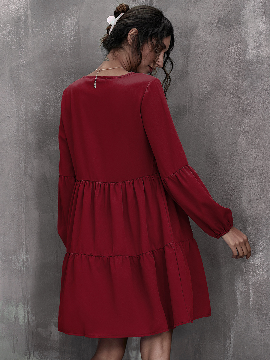 V-neck Long Sleeve Dress NSAL1938