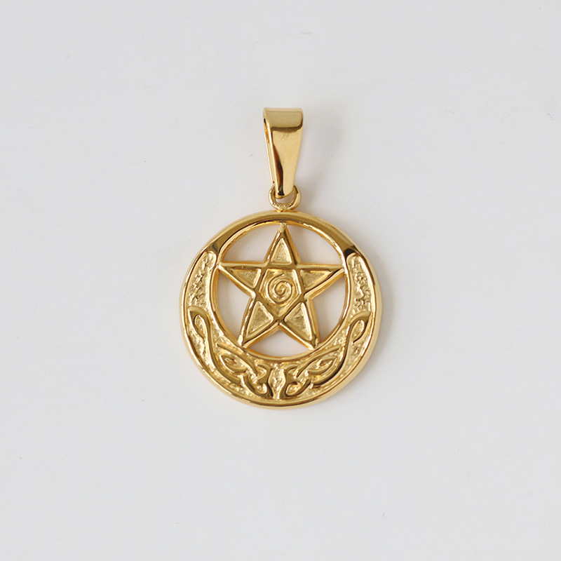 Stereo Eight Pointed Star Angel Libra Titanium Gold-plated Pendant Wholesale Nihaojewelry