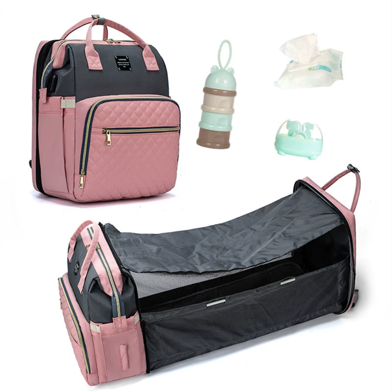 LEQUEEN Handheld folding crib for mother and baby, universal backpack