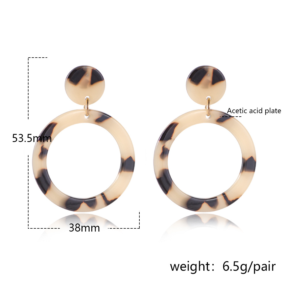 Europe And America Cross Border Popular Ornament Cellulose Acetate Sheet Round Eardrops Stud Earrings Simple All-match Fashion Accessories Factory Direct Sales display picture 1