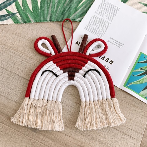 ins decoration Nordic style home decoration children's room decoration pendant woven rainbow deer lion hanging wall decoration