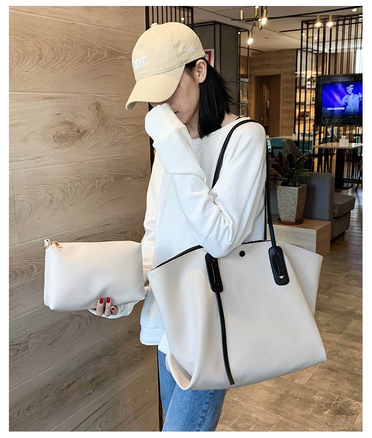 Soft-faced One-shoulder Women's New Autumn Tide Korean Large-capacity Simple Fashion Tote Handbag display picture 16