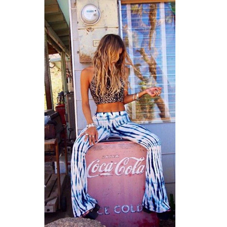 loose casual printed flared trousers NSKX8448