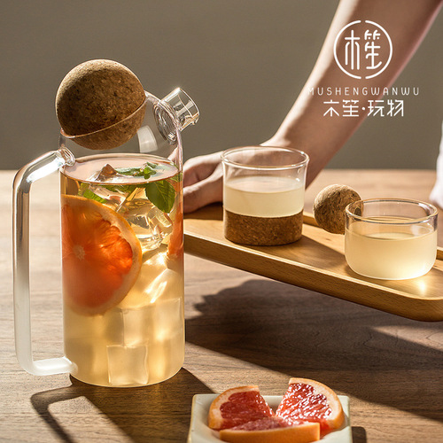 Wooden Sheng plaything simple cloud glass frosted teapot high temperature resistant glass office personalized fruit flower teapot