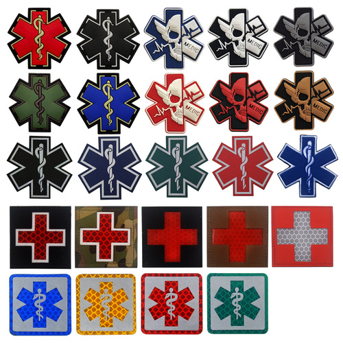 International Rescue Medical First Aid Red Cross Badge Rescue Snake Embroidery PVC Armband Velcro Morale Badge Badge