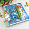 Cartoon stationery with animals, children's set for elementary school students, double-layer gift box, pencil case for pencils, ruler, dolphin