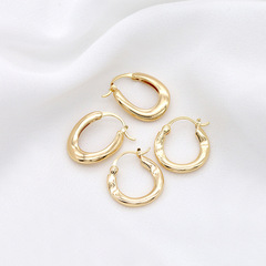 歐美ins純銅個性幾何橢圓diy耳環材料 14K金耳鈎耳飾配件廠家直銷